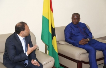 HIGH COMMISSIONER SUGANDH RAJARAM CALLED ON THE MINISTER OF DEFENCE OF GHANA, HON'BLE DOMINIC NITIWUL.